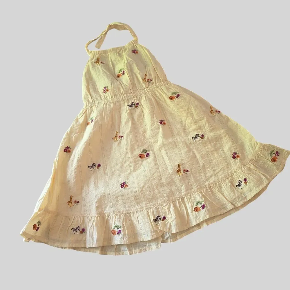 Gymboree SAVANNA SUNSET Halter Dress Size 4T Yellow Embroidered Lined New 2007